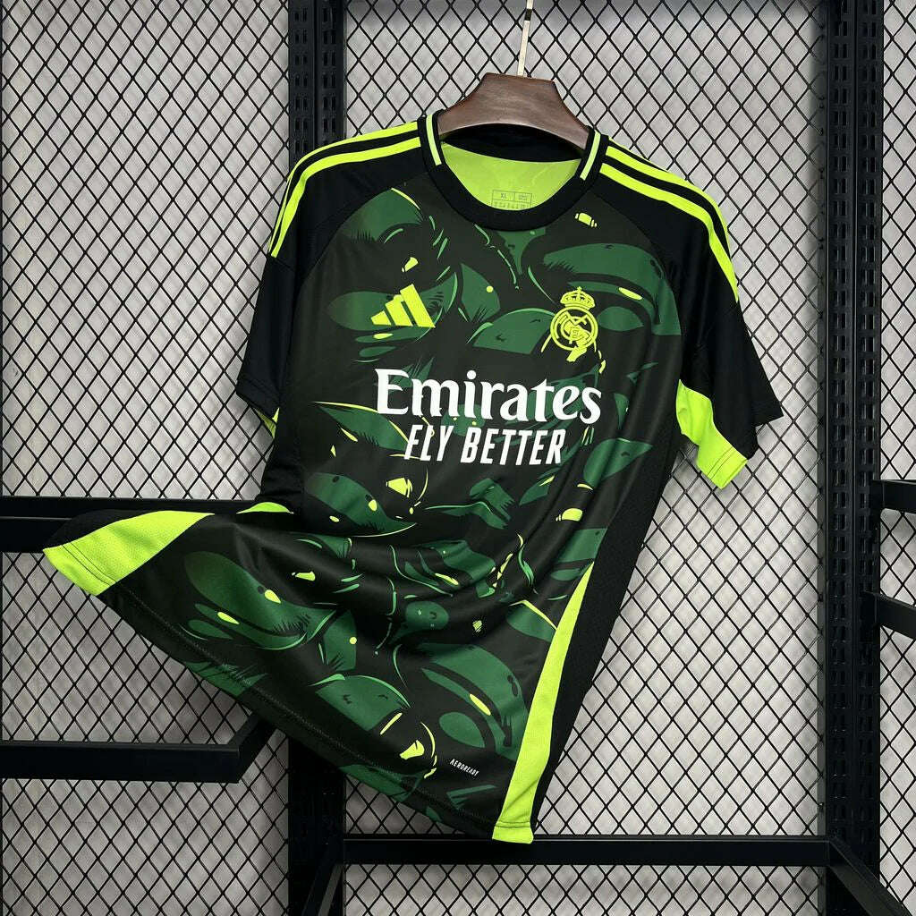 24/25 Real Madrid Black/Green Special Pattern Pre-Match Jersey