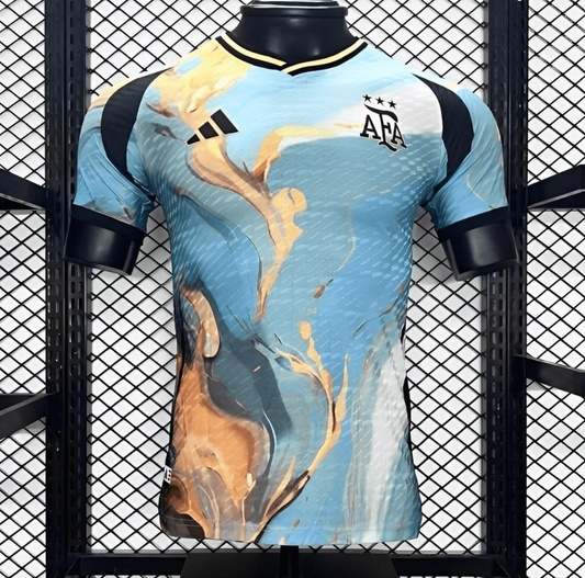 2024 Argentina Watercolor Painting Blue/Yellow Concept Jersey Player Version