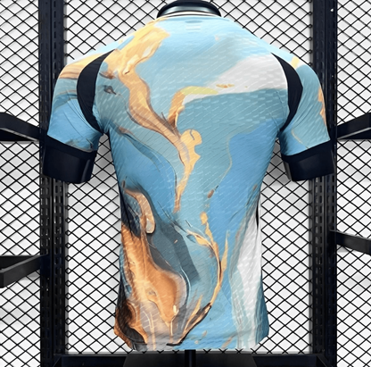 2024 Argentina Watercolor Painting Blue/Yellow Concept Jersey Player Version