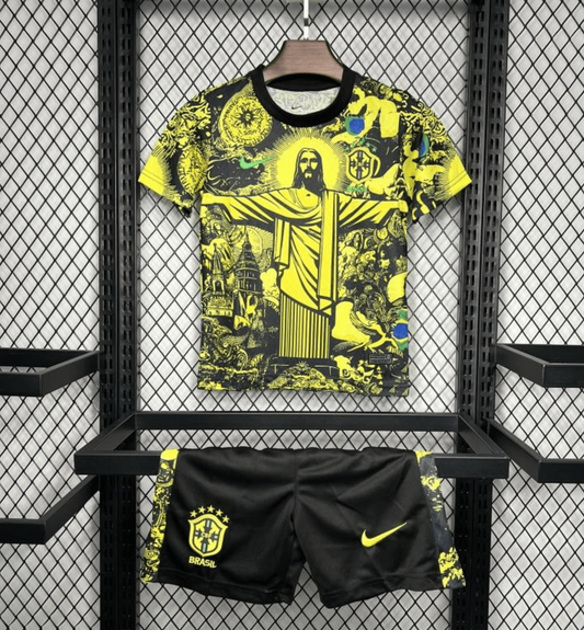 2024 Brazil Kids Christ The Redeemer Yellow Special Jersey