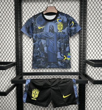 2024 Brazil Kids Christ The Redeemer Dark Blue Special Jersey