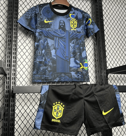 2024 Brazil Kids Christ The Redeemer Dark Blue Special Jersey