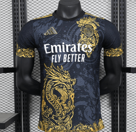 24/25 Real Madrid Black Jersey With Golden Dragon