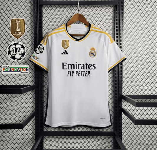 23/24 Real Madrid Home Jersey With Full Champion Patches