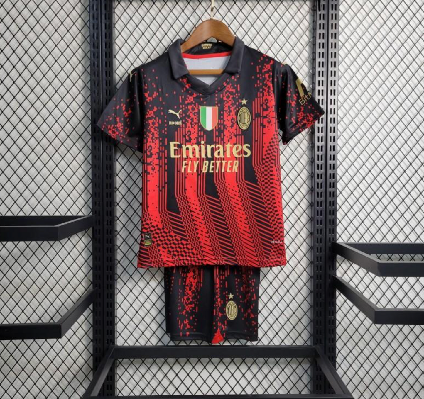 23/24 Kids AC Milan Forth Black/Red Jersey