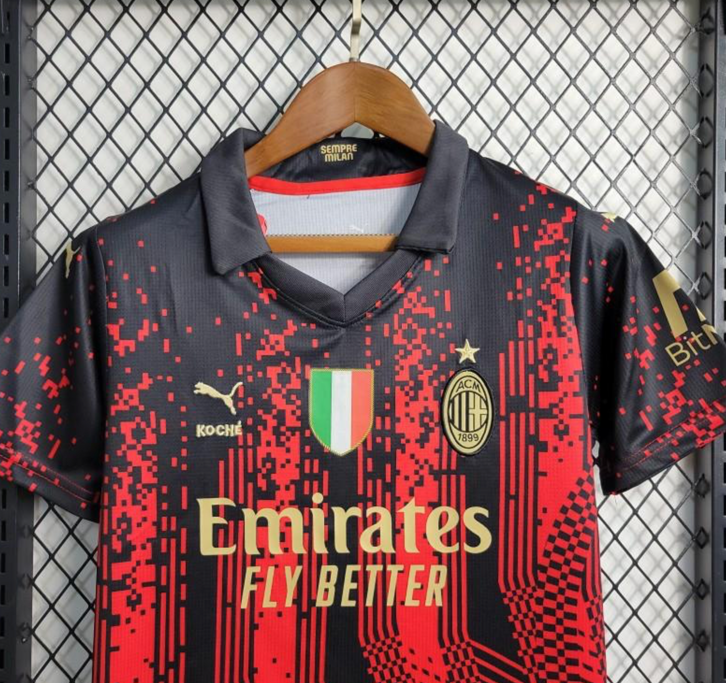 23/24 Kids AC Milan Forth Black/Red Jersey