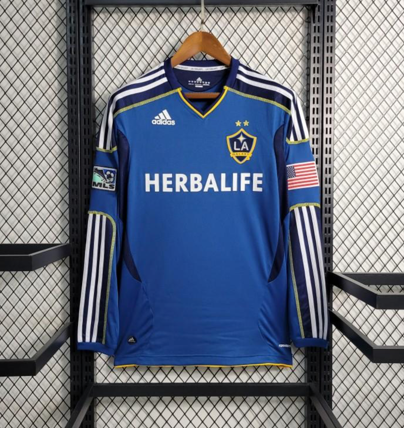 Retro 11/12 La Galaxy Long Sleeve Away Blue Jersey