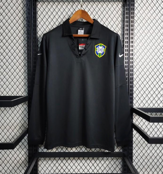 Retro 2004 Brazil Special Edition Black Long Sleeve Jersey