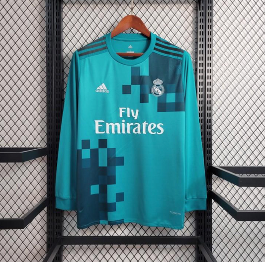 Retro Long Sleeve 17/18 Real Madrid Third Blue Jersey