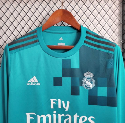 Retro Long Sleeve 17/18 Real Madrid Third Blue Jersey