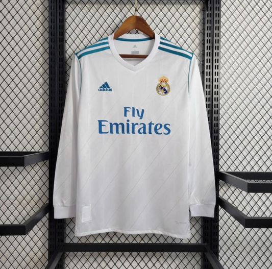 Retro 17/18 Real Madrid Home Long Sleeve Jersey