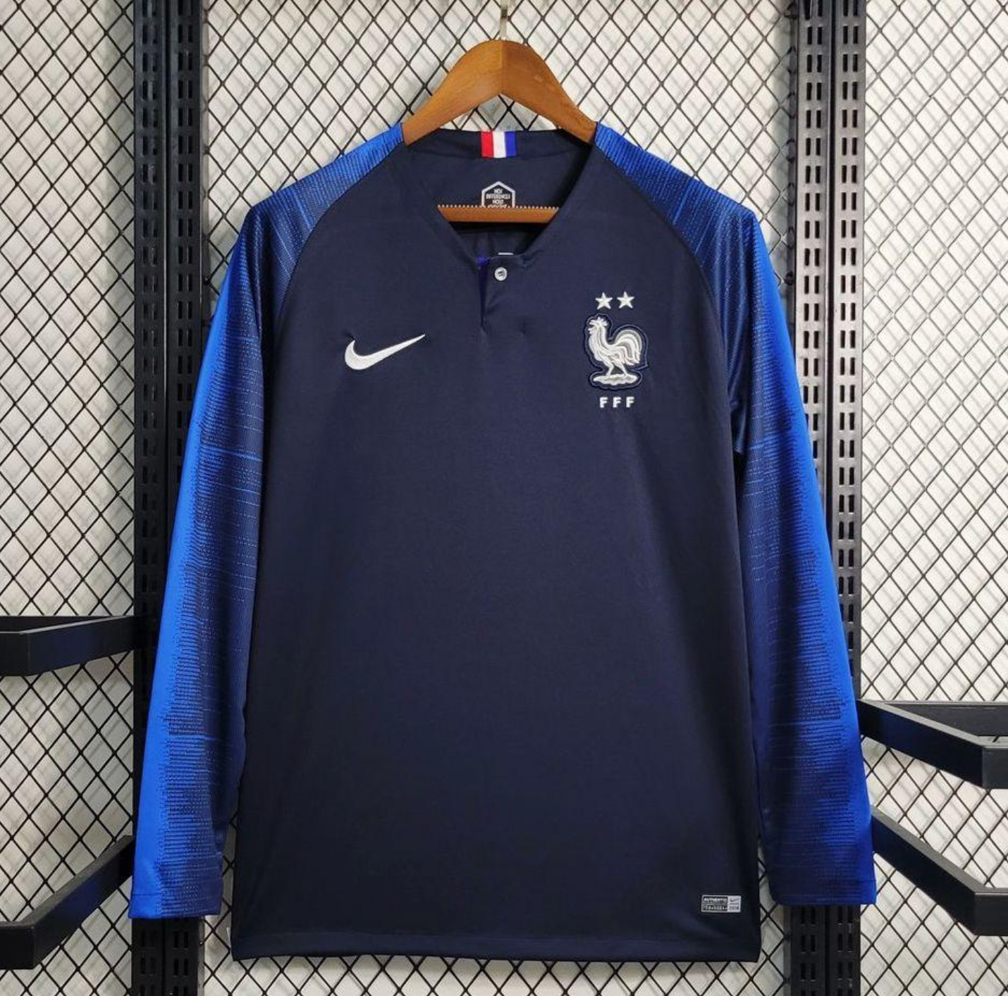 Retro 2018 France Home Long Sleeve Jersey