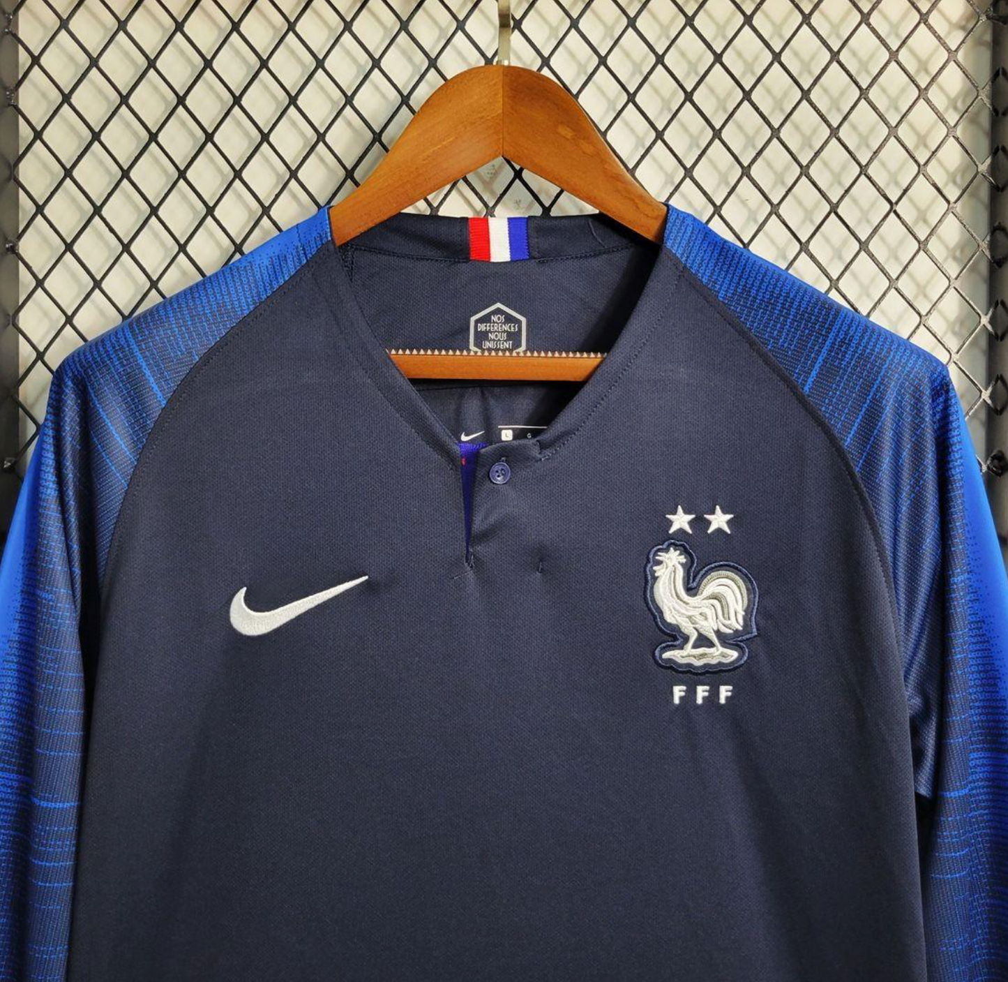 Retro 2018 France Home Long Sleeve Jersey