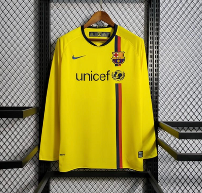 Retro 08/09 Barcelona Away Yellow Long Sleeve Jersey