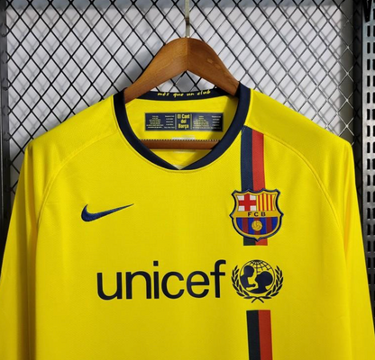 Retro 08/09 Barcelona Away Yellow Long Sleeve Jersey