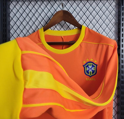 Retro 1998 Brazil Goalkeeper Orange Long Sleeve Jersey