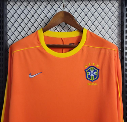 Retro 1998 Brazil Goalkeeper Orange Long Sleeve Jersey