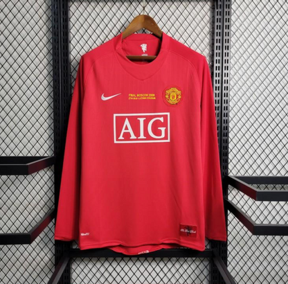 Retro 07/08 Manchester United Champions League Version Home Long Sleeve Jersey