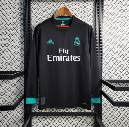 Retro 17/18 Real Madrid Away Black Long Sleeve Jersey