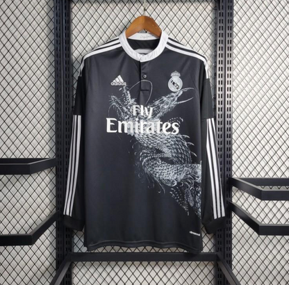 Retro 14/15 Real Madrid Third Black Dragon Long Sleeve Jersey