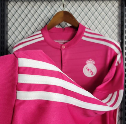 Retro 14/15 Real Madrid Away Pink Long Sleeve Jersey