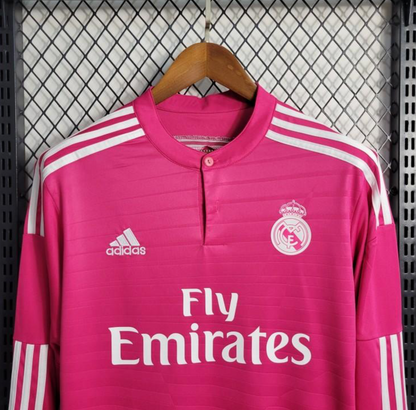 Retro 14/15 Real Madrid Away Pink Long Sleeve Jersey