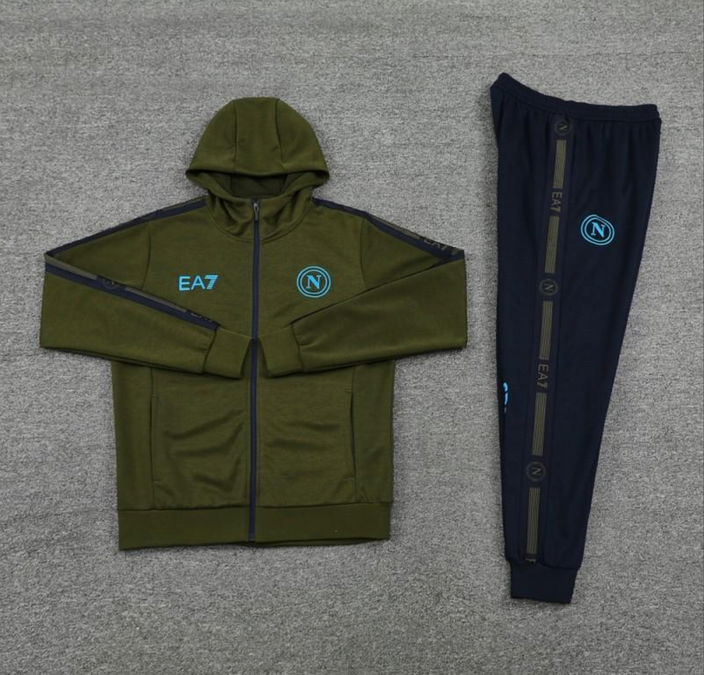 24/25 Napoli Green Hoodie Full Zipper Jacket + Long Pants