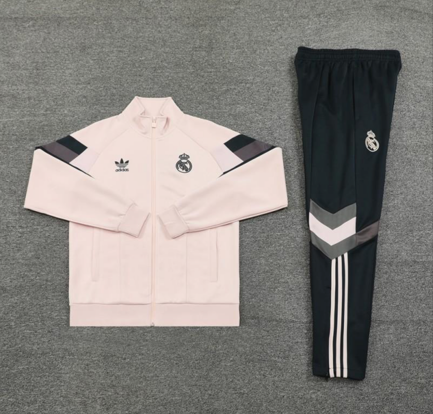 24/25 Real Madrid Light Pink Full Zipper Jacket + Long Pants