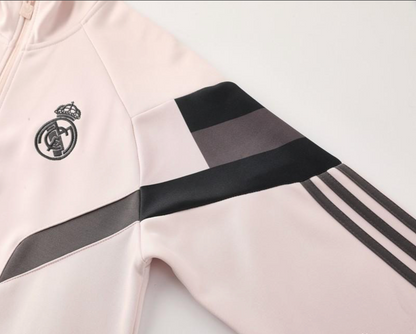 24/25 Real Madrid Light Pink Full Zipper Jacket + Long Pants