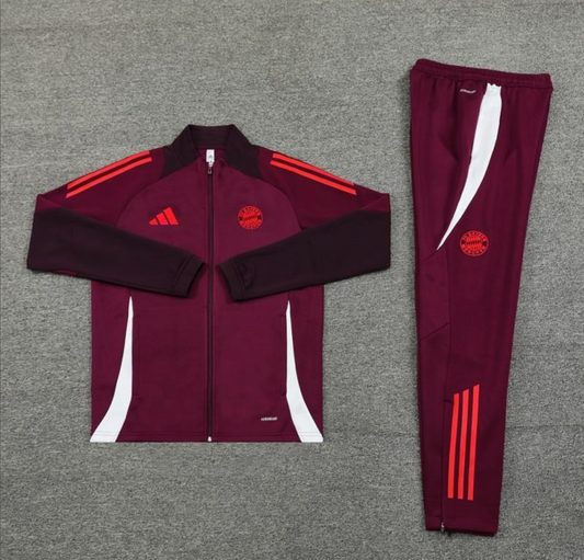 24/25 Bayern Munich Wine Full Zipper Jacket + Long Pants