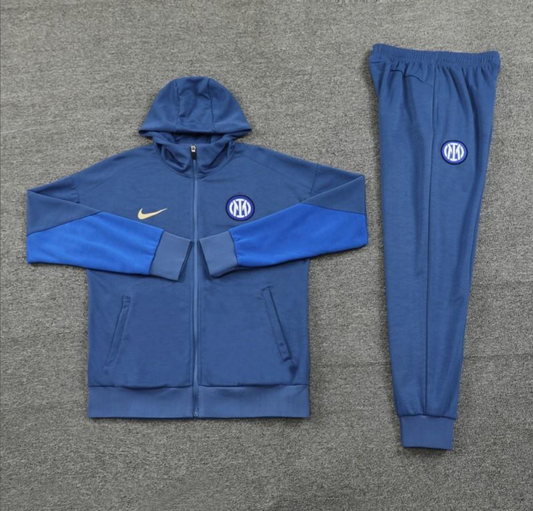 24/25 Inter Milan Blue Hoodie Full Zipper Jacket + Long Pants