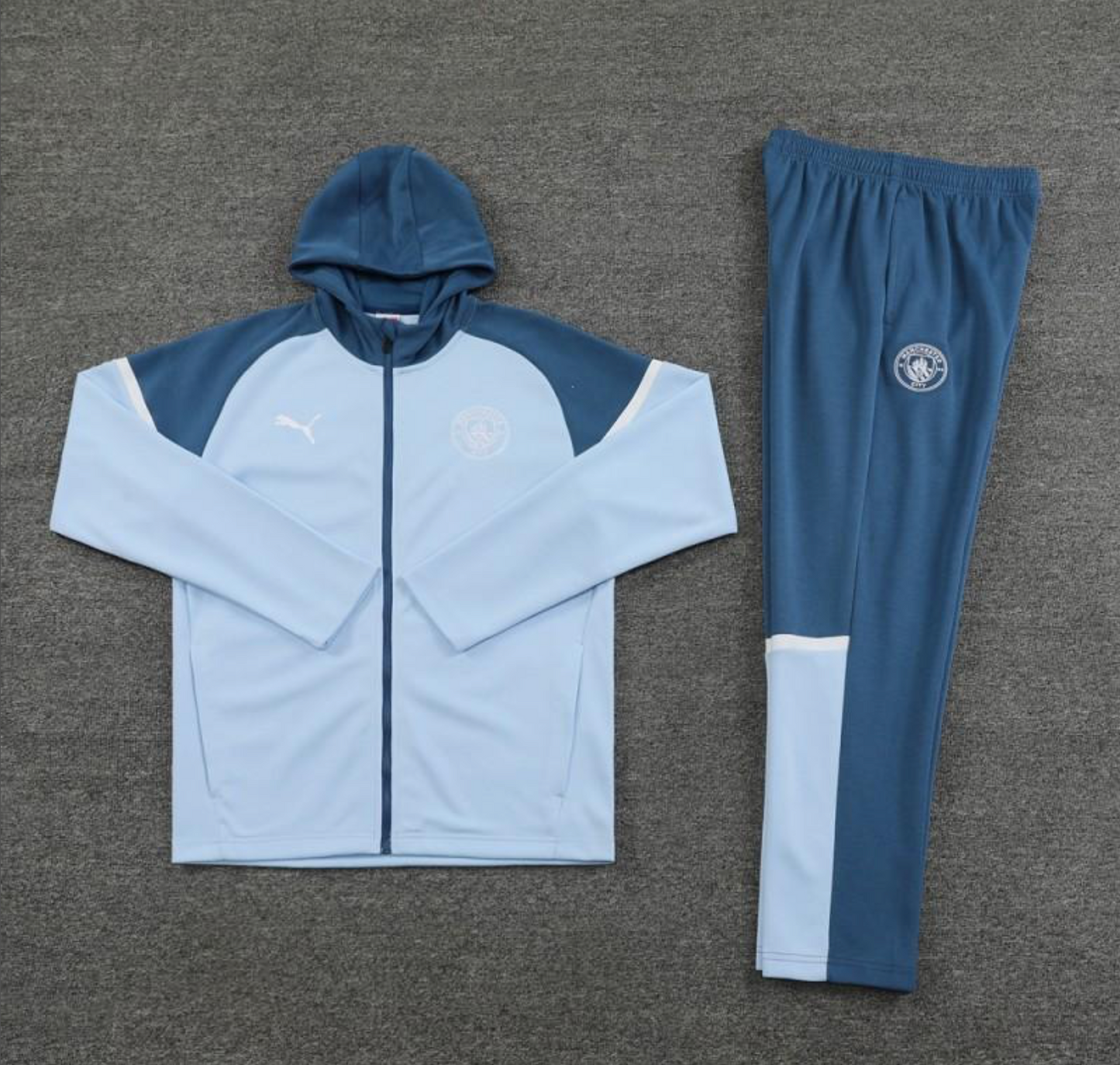 24/25 Manchester City Light Blue Hoodie Full Zipper Jacket + Long Pants