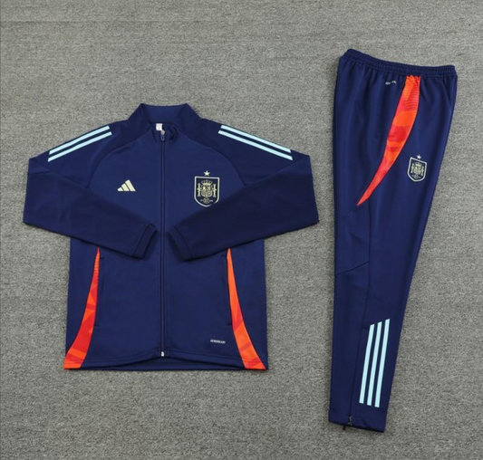 2024 Spain Navy Full Zipper Jacket + Long Pants