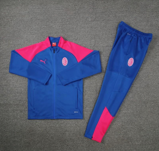 24/25 AC Milan Blue/Red Full Zipper Jacket + Long Pants