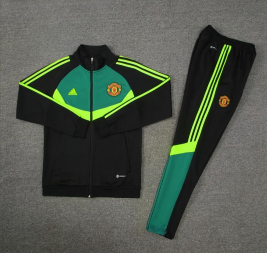 24/25 Manchester United Black/Green Full Zipper Jacket + Long Pants