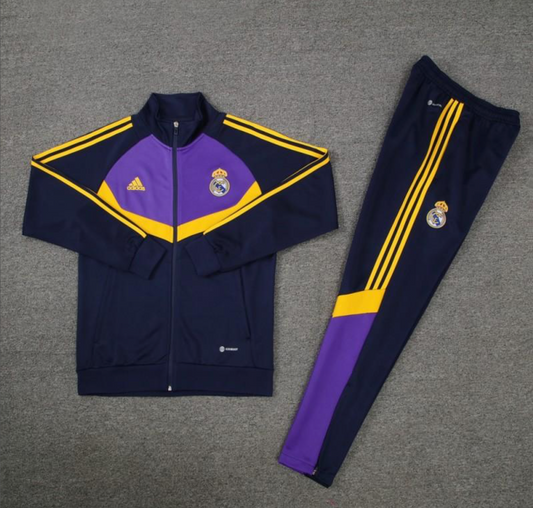 24/25 Real Madrid Black/Purple Full Zipper Jacket + Long Pants