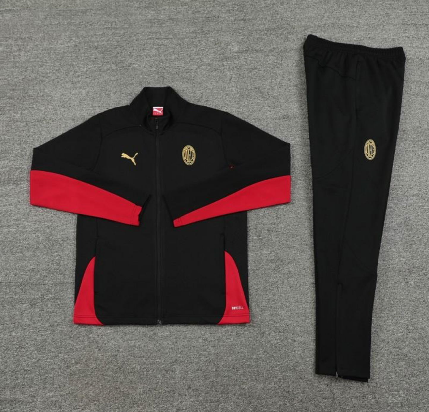 24/25 AC Milan Black/Red Full Zipper Jacket + Long Pants