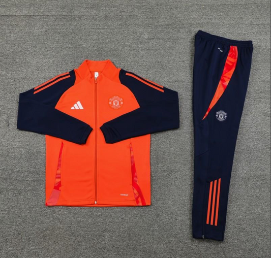 24/25 Manchester United Orange Full Zipper Jacket + Long Pants