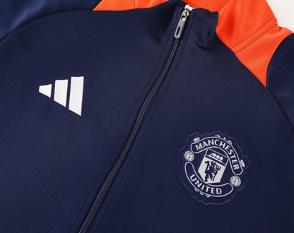 24/25 Manchester United Navy/Orange Full Zipper Jacket + Long Pants