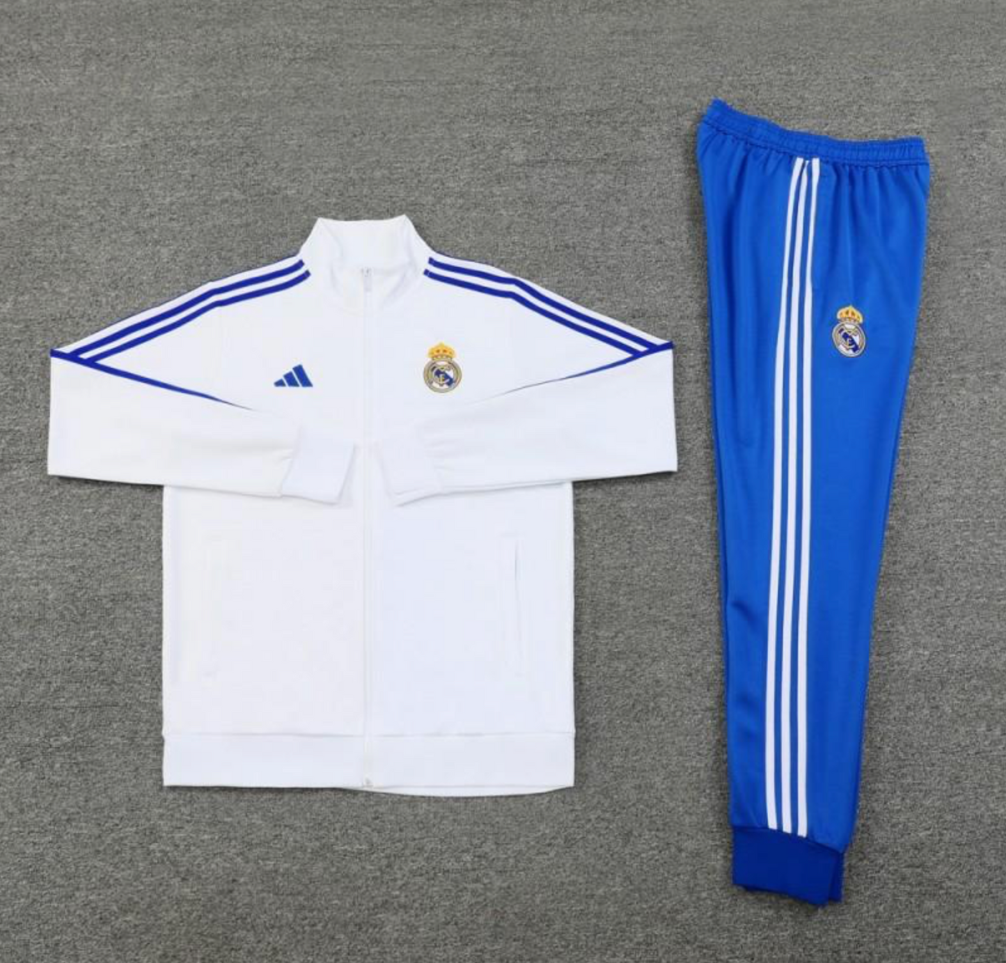 24/25 Real Madrid White Full Zipper Jacket + Long Pants