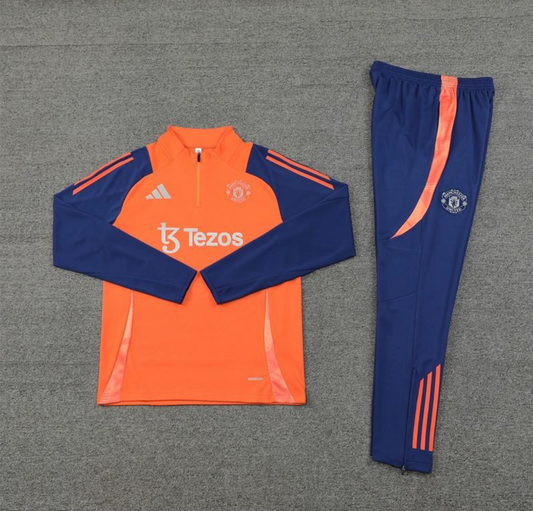 24/25 Manchester United Orange Half Zipper Jacket + Long Pants