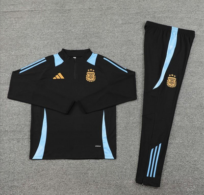 2024 Argentina Black Half Zipper Jacket + Long Pants