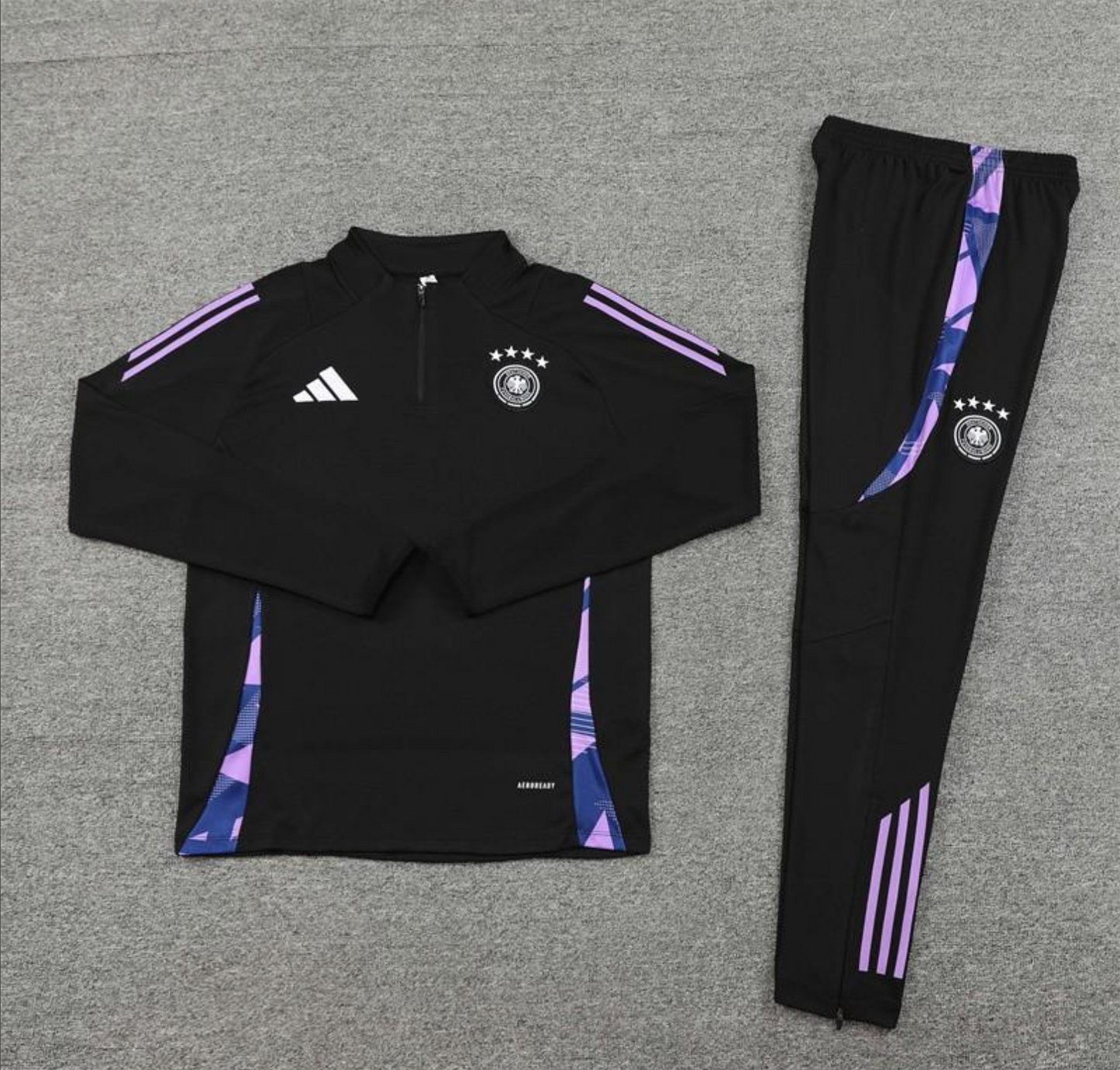 2024 Germany Black Half Zipper Jacket + Long Pants