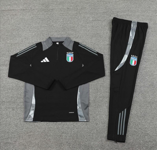 2024 Italy Black Half Zipper Jacket + Long Pants