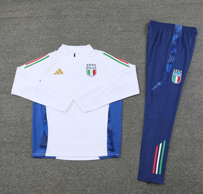 2024 Italy White Half Zipper Jacket + Long Pants