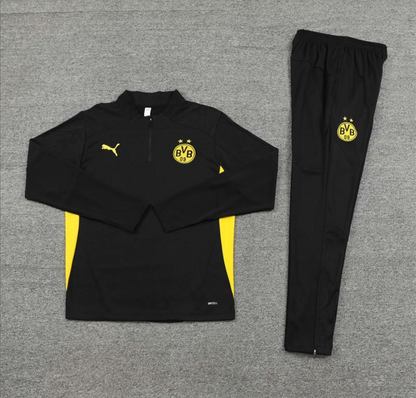 24/25 Borussia Dortmund Black Half Zipper Jacket + Long Pants