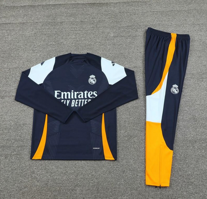 24/25 Real Madrid Navy Half Zipper Jacket + Long Pants