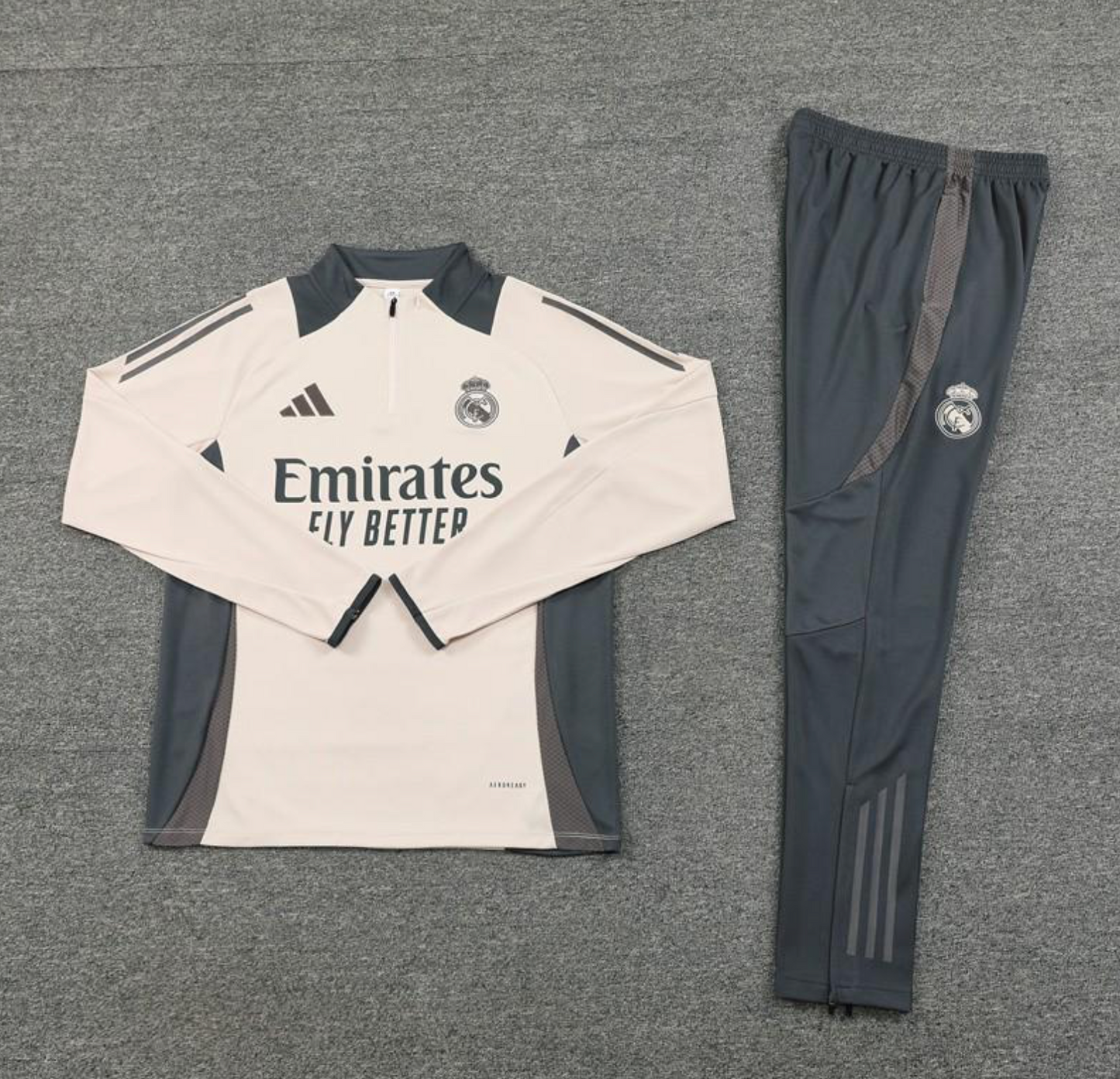 24/25 Real Madrid Khaki Half Zipper Jacket + Long Pants