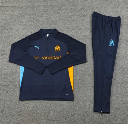 24/25 Olympique Marseille Navy Orange Zipper Jacket + Long Pants