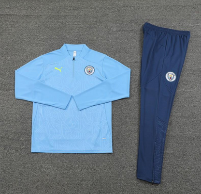 24/25 Manchester City Sky Blue Half Zipper Jacket + Long Pants